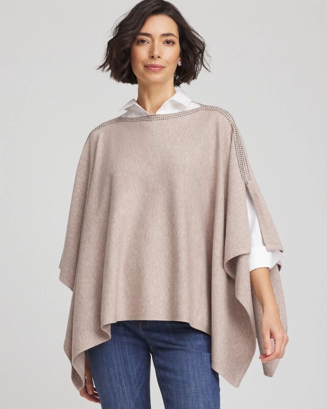 Rhinestone Embellished Poncho - image 1